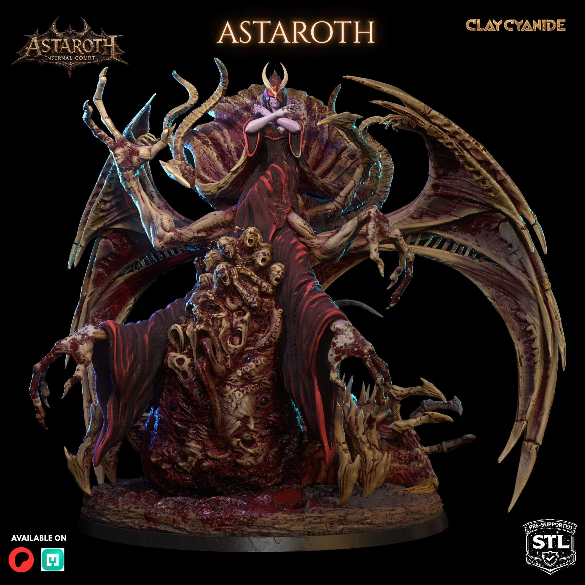 Astaroth demon duke miniature STL 75mm — Clay Cyanide Legion of Astaroth